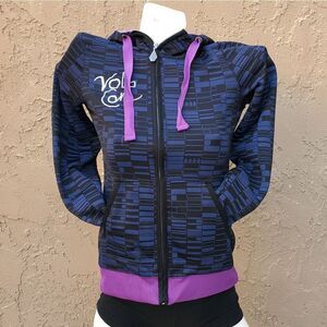 Volcom Black Navy Blue and Purple Hooded Zip-up Lightweight Jacket